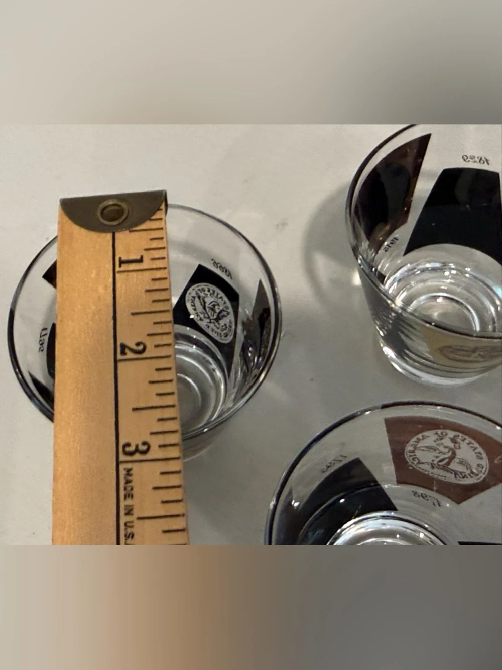 Set 3 Mid Century Cera Glass 22K Gold w/ Coin Emblem Design 